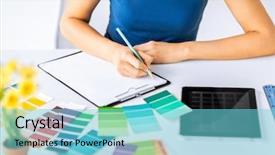  Presentation with interior design - Cool new slides with interior design renovation and technology backdrop and a seafoam green colored foreground