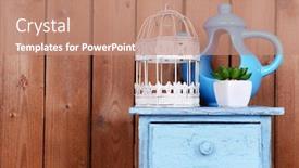  Presentation with interior design - Slide deck having interior-design-with-decorative-pot background and a coral colored foreground