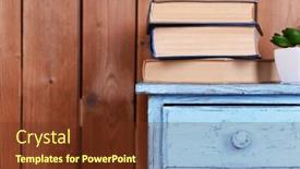  Presentation with interior design cafeteria - Audience pleasing slide set consisting of interior design with plant and stack of books on tabletop on wooden planks background backdrop and a tawny brown colored foreground