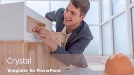  Presentation with interior designer - PPT layouts enhanced with interior-designer-is-working background and a coral colored foreground