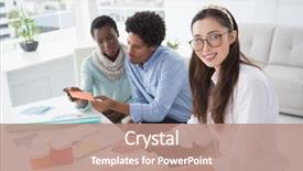  Presentation with interior designer - Colorful presentation enhanced with interior designer smiling at camera in creative office backdrop and a coral colored foreground