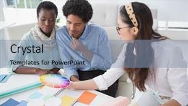  Presentation with interior designer - Colorful presentation theme enhanced with interior designer speaking with clients backdrop and a seafoam green colored foreground