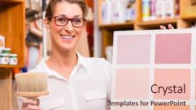  Presentation with interior designer - Presentation design featuring interior designer with paint sample background and a  colored foreground
