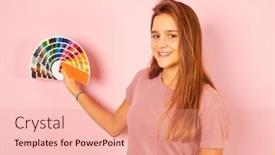  Presentation with interior designer - Slide set featuring interior-designer-woman-holding background and a coral colored foreground