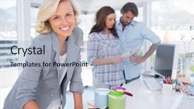  Presentation with camera - Colorful presentation design enhanced with interior designers - attractive designer looking backdrop and a light blue colored foreground