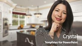  Presentation with custom - Slide deck consisting of interior designers - attractive hispanic woman standing background and a dark gray colored foreground
