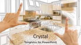 Presentation with kitchen design - Amazing slide set having interior designers - female hands framing custom kitchen backdrop and a lemonade colored foreground