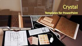  Presentation with interior designer - Cool new slides with interior designer's workplace architectural backdrop and a tawny brown colored foreground