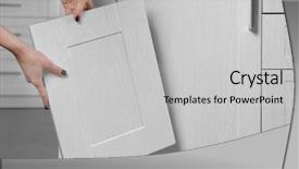  Presentation with modular furniture - Amazing presentation theme having interior designes modular kitchen - female hands holding sample backdrop and a  colored foreground