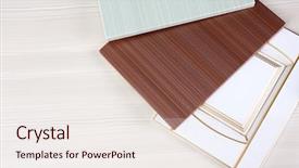  Presentation with antique wood furniture - Slides with interior designes modular kitchen - samples of wooden panels background and a sky blue colored foreground