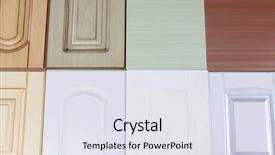  Presentation with wood rustic urban furniture - Cool new slides with interior designes modular kitchen - samples of wooden panels backdrop and a sky blue colored foreground