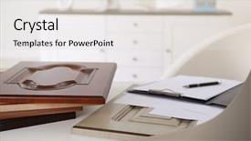  Presentation with modular furniture - PPT theme with interior designes modular kitchen - samples of wooden panels background and a  colored foreground