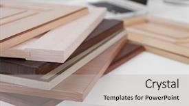  Presentation with kitchen furniture - PPT theme enhanced with interior designes modular kitchen - samples of wooden panels background and a  colored foreground