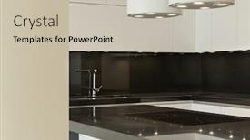  Presentation with kitchen design - PPT theme consisting of interior detail of a domestic kitchen modern design background and a soft green colored foreground