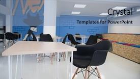  Presentation with office inauguration launch start up - Cool new theme with interior details bright modern work backdrop and a light blue colored foreground