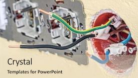  Presentation with cables wires electric wireing - Beautiful slide set featuring interior earth - closeup of partially assembled wall backdrop and a lemonade colored foreground
