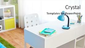  Presentation with staff - Slide set with interior education and furnishing concept background and a white colored foreground