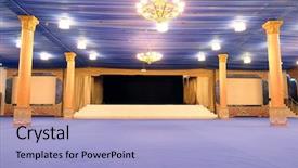  Presentation with banquet hall - Theme consisting of interior for party or banquet background and a light blue colored foreground