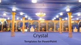  Presentation with banquet - Theme with interior for party or banquet background and a light blue colored foreground