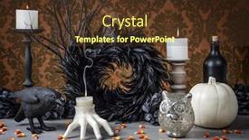  Presentation with candy - Cool new PPT layouts with interior holiday decoration with candles and candy corn backdrop and a tawny brown colored foreground