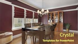  Presentation with maroon - Audience pleasing theme consisting of interior home - dining room with maroon walls backdrop and a tawny brown colored foreground