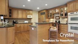  Presentation with oak - Amazing slide set having interior home - kitchen with oak cabinetry backdrop and a coral colored foreground