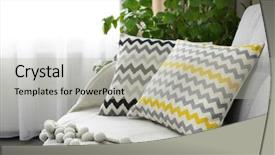  Presentation with interior - Slides with interior home - pillows on sofa in room background and a light gray colored foreground