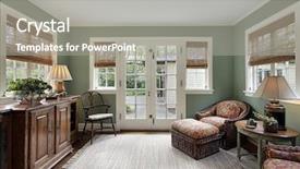  Presentation with home - Slides having interior homes - den in suburban home background and a gray colored foreground