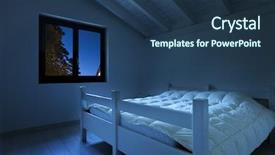  Presentation with night - PPT layouts enhanced with interior house bedroom at night background and a ocean colored foreground