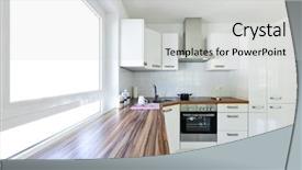  Presentation with house model software - Amazing slide deck having interior house large modern kitchen backdrop and a light gray colored foreground