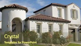  Presentation with home design - Presentation theme having interior landscape design - beautiful new home background and a tawny brown colored foreground