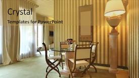  Presentation with dining - Presentation theme with interior luxury apartment comfortable dining room background and a gold colored foreground