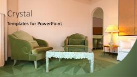  Presentation with lounge - Slides featuring interior luxury apartment comfortable suit lounge background and a coral colored foreground