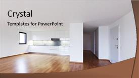  Presentation with nobody - Amazing slide deck having void - interior modern empty flat apartment backdrop and a light gray colored foreground