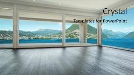  Presentation with living room - Amazing presentation theme having interior modern house empty living backdrop and a light gray colored foreground