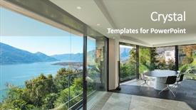  Presentation with dining - Amazing PPT theme having interior modern house wide dining backdrop and a gray colored foreground