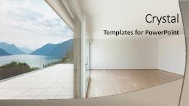  Presentation with living room - Beautiful presentation theme featuring interior modern penthouse empty living backdrop and a light gray colored foreground