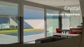  Presentation with living room - Presentation design featuring interior-modern-villa-living-room background and a gray colored foreground