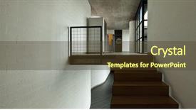  Presentation with villa - Colorful PPT theme enhanced with interior modern villa wooden staircase backdrop and a tawny brown colored foreground