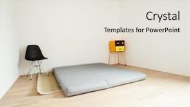  Presentation with mattress - PPT theme featuring interior new house bedroom with a mattress background and a light gray colored foreground