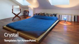  Presentation with blue design - Presentation theme having interior nice loft bed background and a tawny brown colored foreground