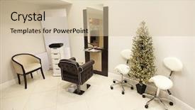  Presentation with beauty - Presentation theme enhanced with interior of a beauty parlour background and a soft green colored foreground