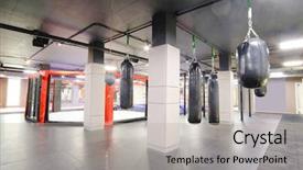  Presentation with boxing ring - Colorful slide deck enhanced with interior of a boxing hall backdrop and a mint green colored foreground