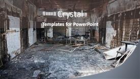  Presentation with everything - PPT layouts with interior of a burned warehouse where the fire destroyed everything background and a dark gray colored foreground