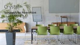  Presentation with well - Presentation having interior-of-a-business-facility background and a light gray colored foreground