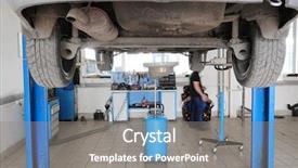  Presentation with automotive interior inside car - Audience pleasing PPT theme consisting of interior of a car repair backdrop and a gray colored foreground