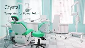  Presentation with clinic - Slide deck consisting of interior of a dental clinic background and a sky blue colored foreground