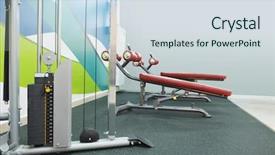  Presentation with club - Colorful presentation enhanced with interior of a fitness club backdrop and a sky blue colored foreground