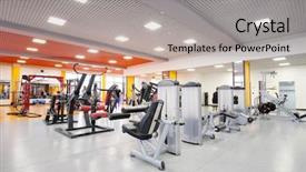  Presentation with statuary hall - Colorful theme enhanced with interior of a fitness hall backdrop and a light gray colored foreground