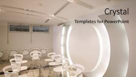  Presentation with interior design of classic white - Audience pleasing PPT theme consisting of interior of a futuristic white backdrop and a  colored foreground
